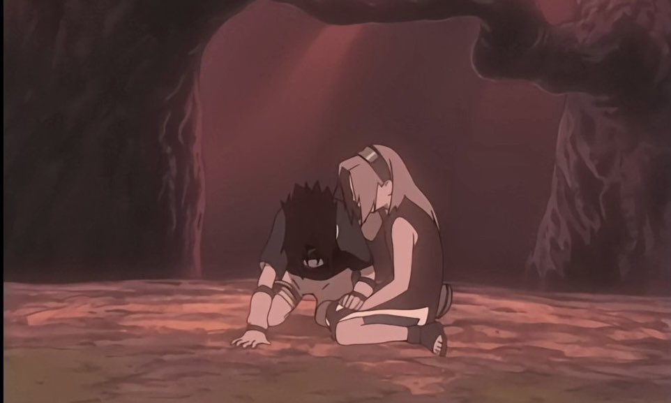 nickiventi's tweet photo. this moment when sasuke let himself rest on sakura's arms when he was in pain and was seeking comfort https://t.co/2fyeJr3qNy