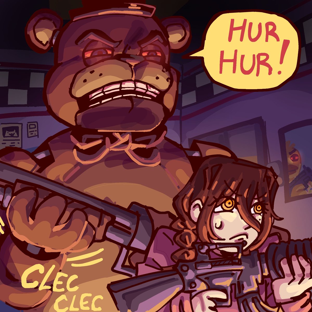 Demonhonho's tweet photo. FINALLY FREDDY WITH GUNS
#nayuta #freddy #chica #fnaf https://t.co/vC3erkJYHD