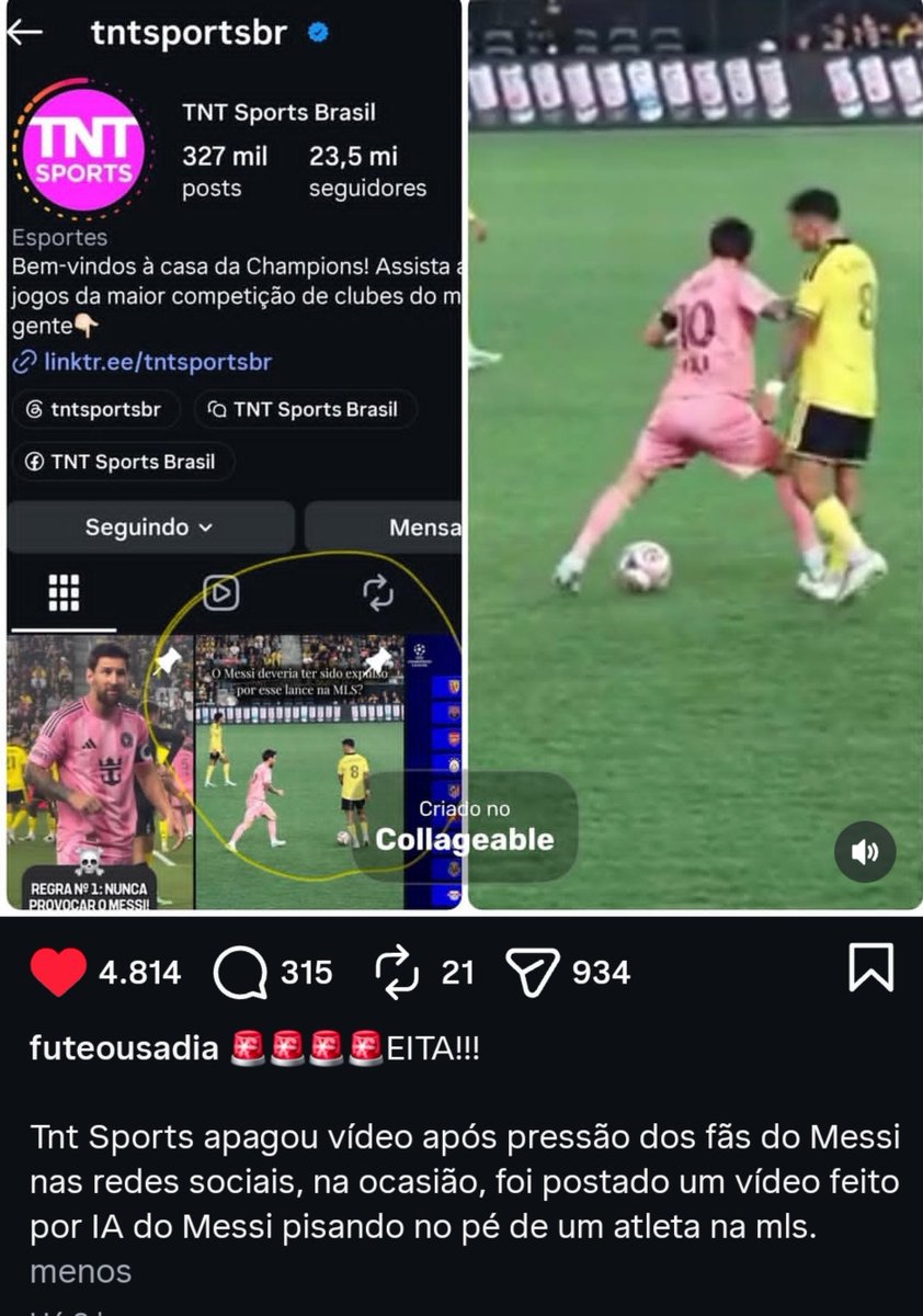 Lenoil2406's tweet photo. Ainda é pouco, falta a @TNTSportsBR se retratar no perfil oficial e fixar o post da mesma forma que fizeram quando postaram o vídeo fake. Não vamos esquecer disso. Na próxima transmissão da MLS vamos flodar comentários exigindo retratação. https://t.co/mjhUNU73sY
