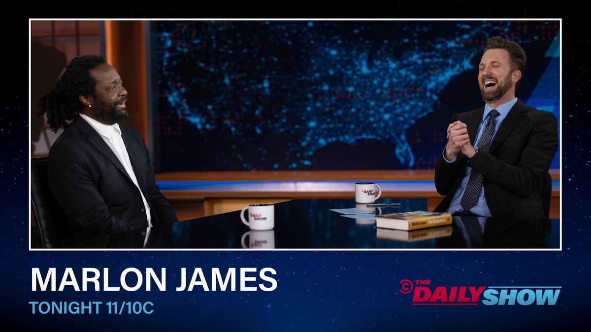 TheDailyShow's tweet photo. TONIGHT: Booker Prize-winning author @MarlonJames5  joins Jordan Klepper to discuss his latest acclaimed novel, “The Disappearers” https://t.co/x8rX9qtU9V