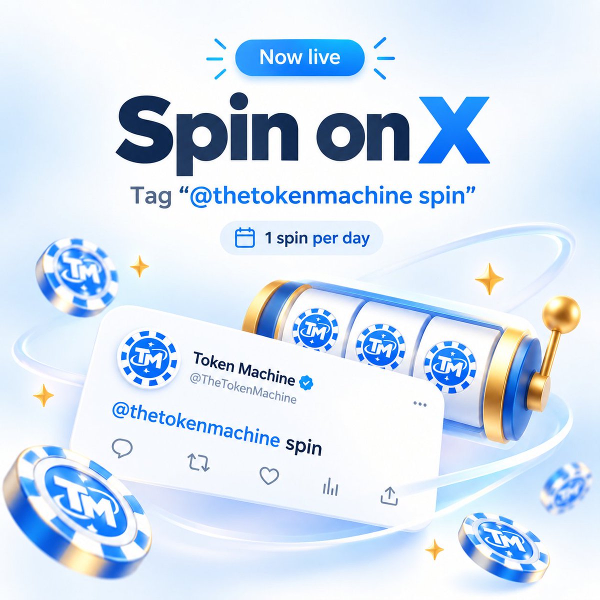 TheTokenMachine's tweet photo. Win AI credits directly on your timeline 🎰

You can now spin The Token Machine ™️ by tweeting "@TheTokenMachine spin" 

Opening up new ways for humans, and agents, to earn free AI credits. The first of many 🪙 https://t.co/rMSbjnahPe