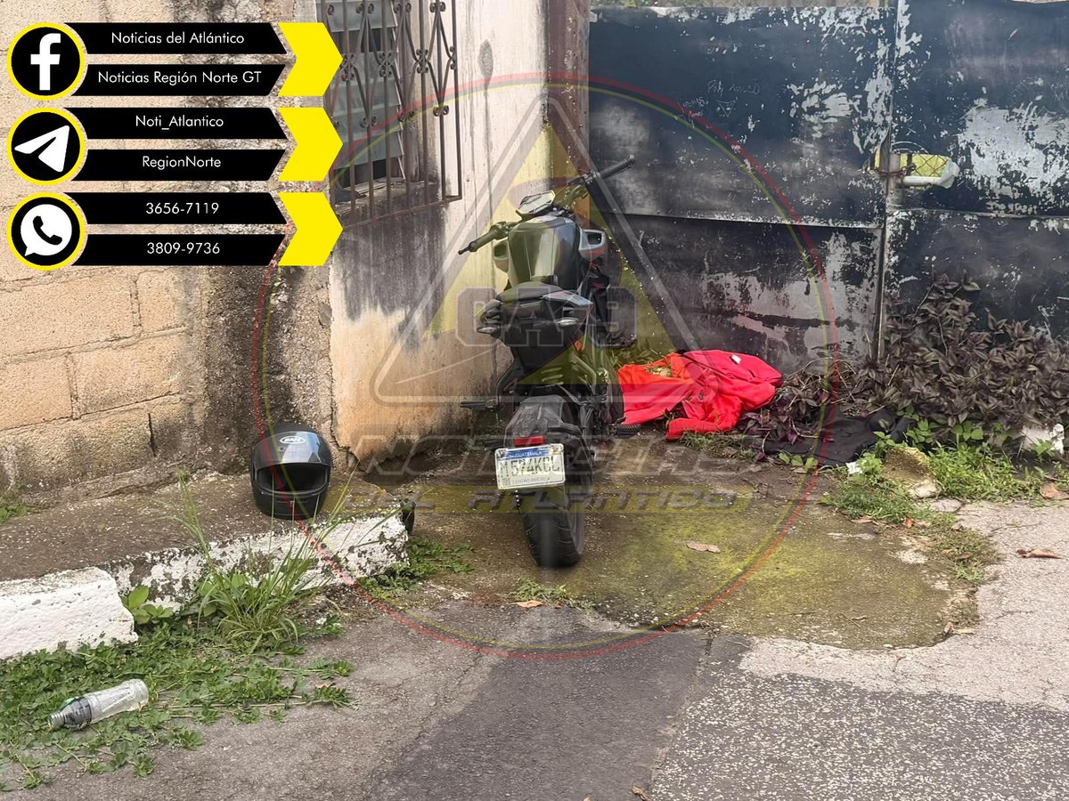 Noti_Atlantico's tweet photo. 🔴 #AlertaGT | SICARIOS ABANDONAN MOTOCICLETA UTILIZADA EN EL ATAQUE ARMADO DE CALZADA JOSÉ MILLA #ZONA6. ⚠️💥😱

Una motocicleta con placas #574KCL fue abandonada en el kilómetro 8.5 #CarreteraAlAtlántico presuntamente fue utilizada para cometer el ataque armado en la Calzada Jose Milla #Zona6. 

A la par también se encuentra una chumpa color rojo que coincide con la vestimenta de uno de los implicados en el ataque.

⚠️ Serán las autoridades quienes se presenten al lugar para confirmar datos.

📲 𝗨́𝗻𝗲𝘁𝗲 𝗮 𝗻𝘂𝗲𝘀𝘁𝗿𝗼 𝗰𝗮𝗻𝗮𝗹 𝗱𝗲 𝗧𝗲𝗹𝗲𝗴𝗿𝗮𝗺
⬇️⬇️⬇️
https://t.co/yPR7Z7Lj2L
