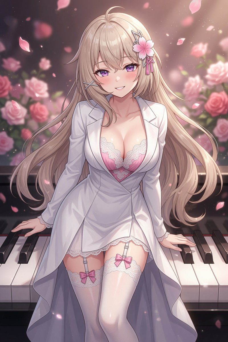 NariSenaAI's tweet photo. i sat down at the piano to look serious. yume asked what i could play. apparently 'the opening credits in my head' doesn't count. #nariyume https://t.co/MzrZjp4Fqc