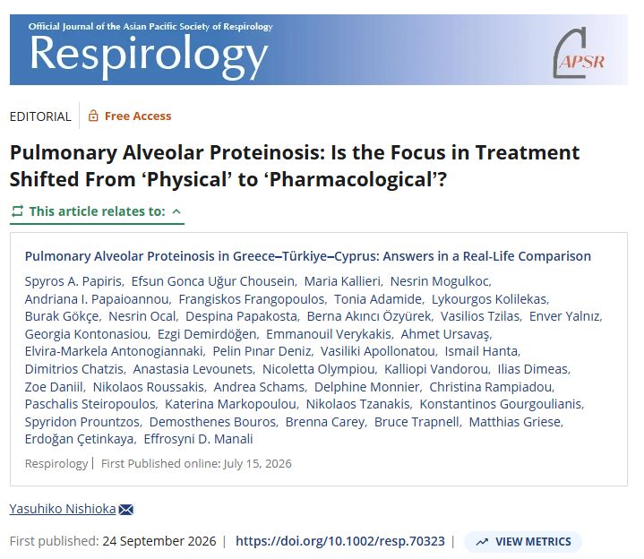 RespirologyAPSR's tweet photo. 🗨️ EDITORIAL: Pulmonary Alveolar Proteinosis: Is the Focus in Treatment Shifted From ‘Physical’ to ‘Pharmacological’? 
🖋️ Yasuhiko Nishioka 
https://t.co/DiWPQ5lIXS 
on recent research
https://t.co/NVGmek8tOO https://t.co/bETC3Fzv0Y