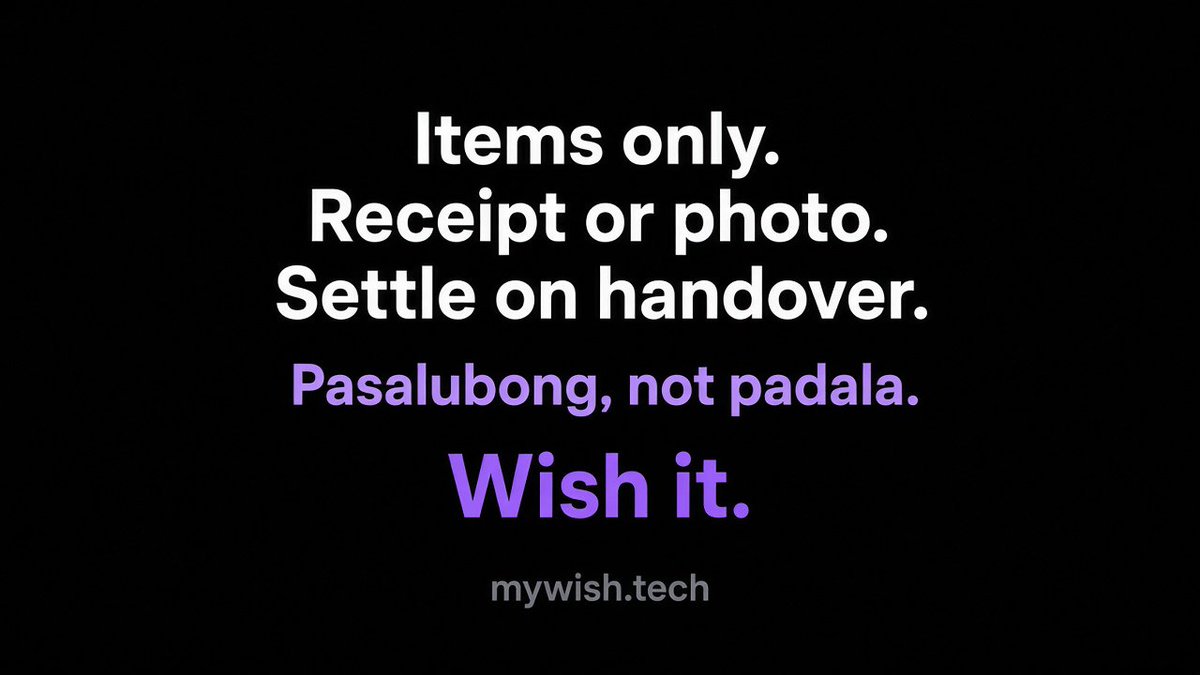 mywishtech's tweet photo. Items only. Receipt or photo. Settle on handover.
Pasalubong, not padala. Hindi cash.
Wish it.
https://t.co/gOxh09NLnS
#pabili #pasalubong #pahatid #handcarry
#MyWish #Microcard #SmallWorld https://t.co/PmHGuK5TIQ