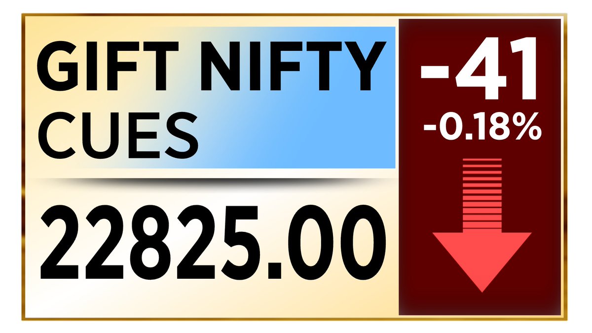 CNBC_Awaaz's tweet photo. #AwaazMarkets | #GiftNiftyAlert
▶️GIFT NIFTY में 41 प्वाइंट की गिरावट
#GiftNifty #StockMarket #NSE #BSE https://t.co/qPJIudCXIf
