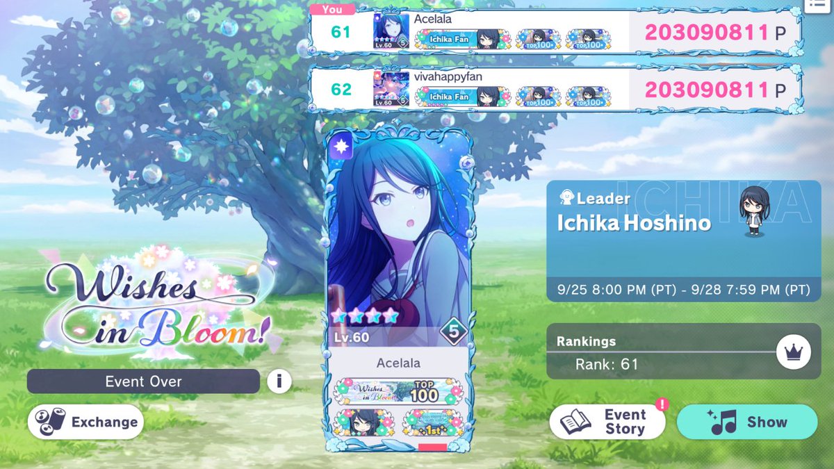 acelalien's tweet photo. Otsu finale~ huge thank you to [ORAN] for adopting me and everyone who supported us and made this run possible🩷💛🤎💙 and thank you viva for parking with me and represent more ichika in the leaderboard <3 https://t.co/b2OQBQ4GMB
