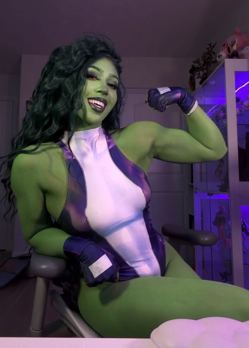 frizzyimposter's tweet photo. My spicy She-Hulk drop is live on my OF! 

If you want a sneak peak, comment 💚 for some green cheeks in your DMs https://t.co/Knm14CqhoQ