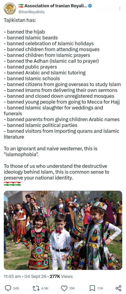 ImtiazMadmood's tweet photo. Tajikistan has some of the strongest anti Islam laws in the world. https://t.co/TSeUFVGPpO