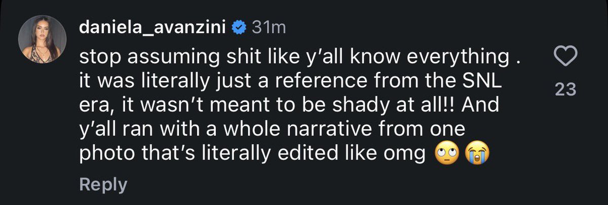 heterozini's tweet photo. i’m glad she’s finally telling you all to shut the fuck up and stop making shit up to be mad about https://t.co/WFlFbGgNhZ