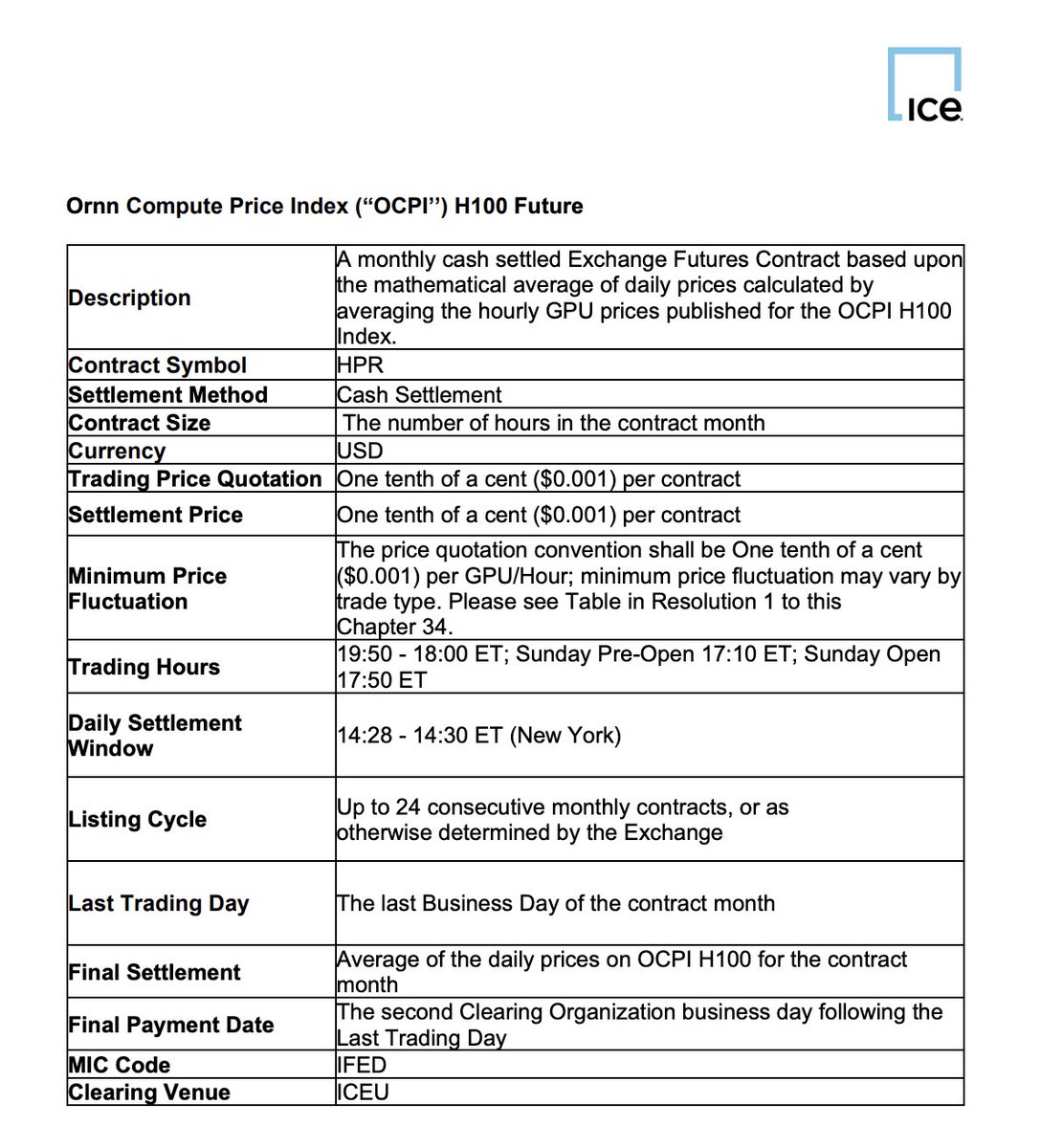 OrnnExchange's tweet photo. We are happy to announce that the contract specifications for our @ICE_Markets compute futures are now available.

Find more information here: https://t.co/B1v6sUj8fh https://t.co/CH9DZN0LEV