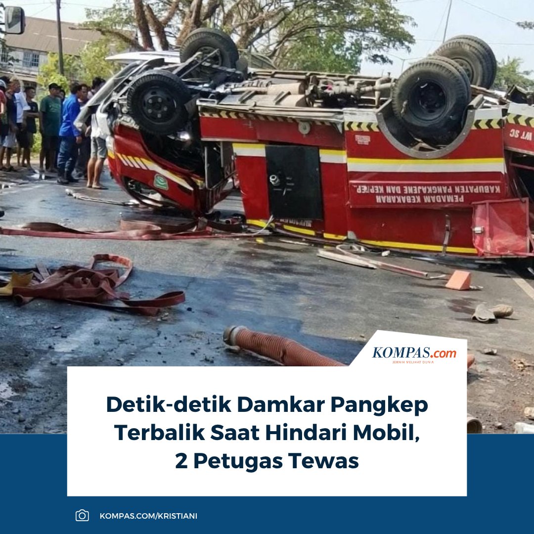 kompascom's tweet photo. Baca selengkapnya: https://t.co/3SXBshaJUB

Mobil damkar Pangkep terbalik saat menghindari kendaraan di Jalan Poros Pangkep-Barru, Selasa (29/9/2026). Dua dari tujuh petugas tewas, sedangkan lima lainnya terluka.

~RK #Damkar #Pangkep [20260930063214278] https://t.co/0Q0Sm0axOZ