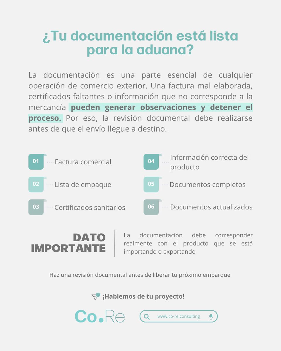 COREconsulting's tweet photo. Transportar mercancía es solo una parte de una operación internacional. Comprender sus obligaciones permite coordinar mejor el proyecto. 

En CORE te ayudamos a ordenar requisitos y avanzar con certeza. 

🌐 https://t.co/AzTVso4BUL 

#Importación #COREConsulting https://t.co/vvBApxrb8n