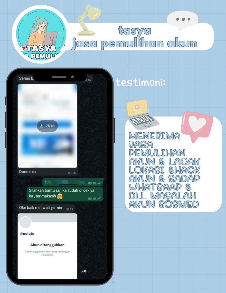 bivule's tweet photo. OPEN JASA PEMULIHAN &amp; HAPUS AKUN SOSMED🔔

Melayani‼️

💓Pulihkan &amp; Pulihin/Balikin Akun
💓Hapus/Nonaktifkan Akun
💓Hack Akun
💓Sadap Wa/All Sosmed
💓Reset Hp
💓Lacak Lokasi

(Instagram,Tiktok,Gmail/Email,Facebook,Telegram,Twitter/X,Dll)
Konsultasi? WhatsApp di bio!
#zonauangㅤ https://t.co/ll47TibQ7k