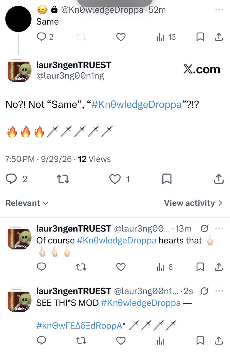 laur3ng00n1ng's tweet photo. WHAT IS WILD to ME I can’t # #hashtag the SAME way anymore… iT Is #ghOsT 

Switching between English/Greek and it LINKING — DONE NOW 🗡️🗡️🗡️🗡️🗡️🖕🏻🖕🏻🖕🏻

Talk about #dropping #knowledge #idOts 
FUCK YOU! https://t.co/qZr82N5zFB