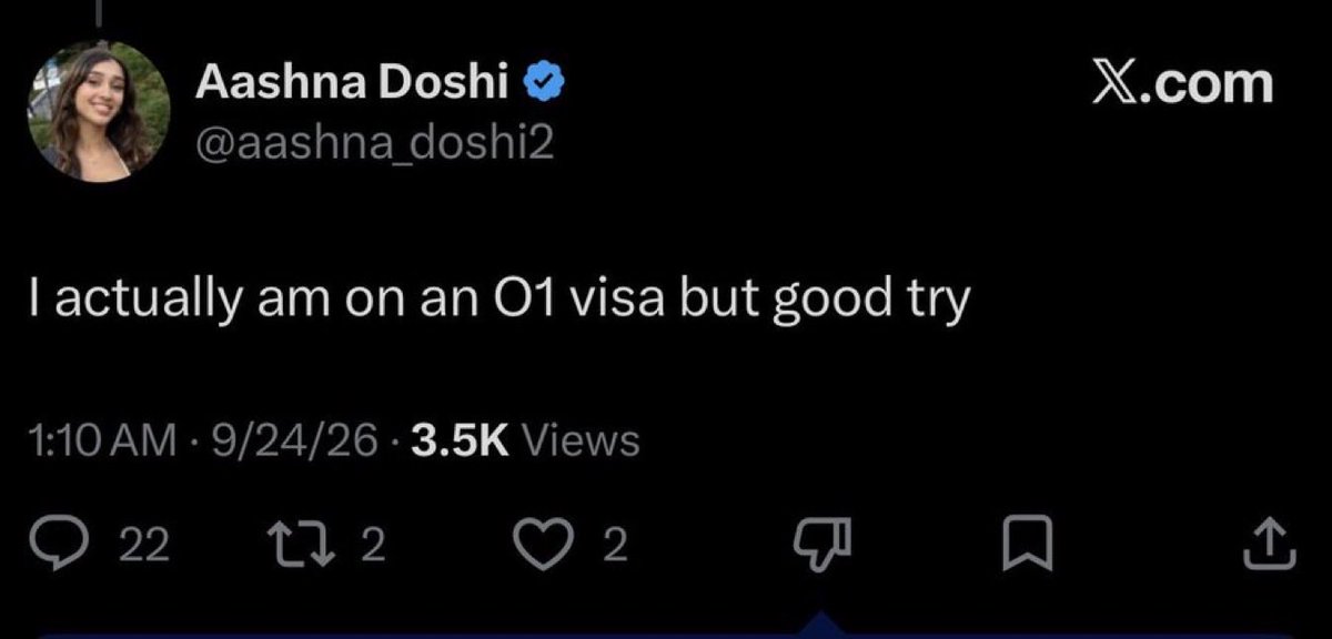 ChiefTrumpster's tweet photo. EXCLUSIVE - THE DEATH OF THE AMERICAN DREAM: A 🧵 on how foreigners embed in American institutions.

This story will expose Aashna Doshi, a foreigner on an O-1 Visa, and the history of anti-American hiring practices within Silicon Valley. 

CC: @USLaborIG @JobsNowPaper @ECA_AS https://t.co/OhzepBxihU