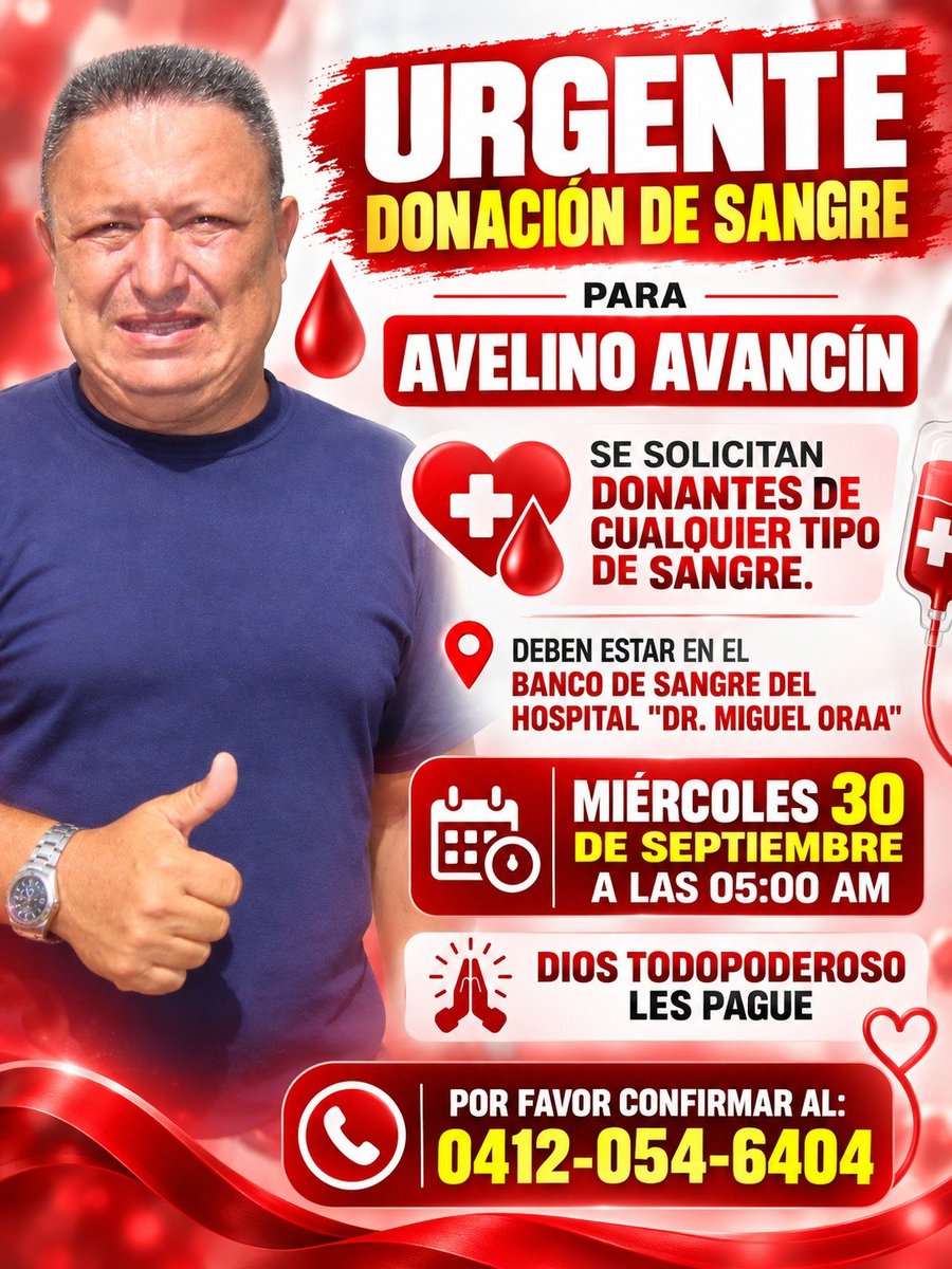 sntpvenezuela's tweet photo. #ServicioPúblico | Nuestro compañero, el comentarista y columnista deportivo de #Portuguesa Avelino Avancín sufrió un ACV y requiere ayuda urgente para costear gastos médicos y hospitalización en una unidad de cuidados intensivos.

Si puede ayudar, dejamos los datos⬇️
¡Gracias! https://t.co/cNja6hdmbA