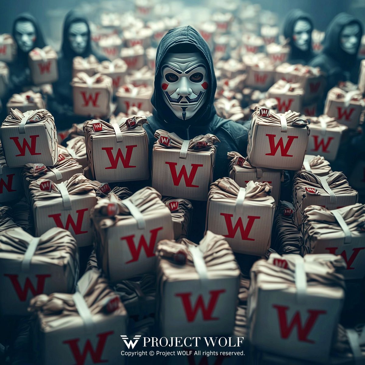 Tour_ProJB's tweet photo. An army of masks, a field of boxes, 
Project WOLF stands right at the center.

가면을 쓴 무리, 끝없이 펼쳐진 상자들, 
그 중심에 Project WOLF가 서 있다.

@ProjectWOLF_com https://t.co/RYNtk8oAp7