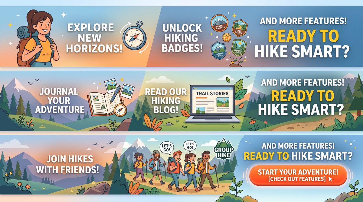ParkBlueprint's tweet photo. Discover more ways to elevate your journey. Earn badges, log your favorite trail memories, read community stories, and coordinate group hikes with friends.

Explore all features and start your next adventure https://t.co/U0tipB2buS See less https://t.co/6HWDdOErO4