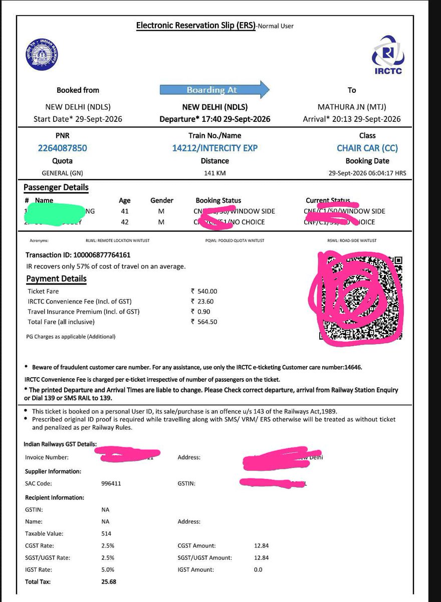 imsonali_01's tweet photo. A girl's brother was traveling from New Delhi to Mathura to deliver her important documents, but just a 15-minute delay by the Railways ruined the entire plan.

He was traveling from New Delhi to Mathura by train number 14212, Intercity Express. According to the ticket, the train was supposed to reach Mathura at 8:13 PM, but it arrived at 8:28 PM.

The girl’s next train was 12963 Mewar SF Express, which departed from Kota at 8:25 PM. Since train 14212 reached Mathura at 8:28 PM, she could not catch her train.

Now, she could not receive the important documents, and her important work has also been put on hold.

The Railways should explain why the train was delayed and who will take responsibility for the inconvenience caused to passengers.