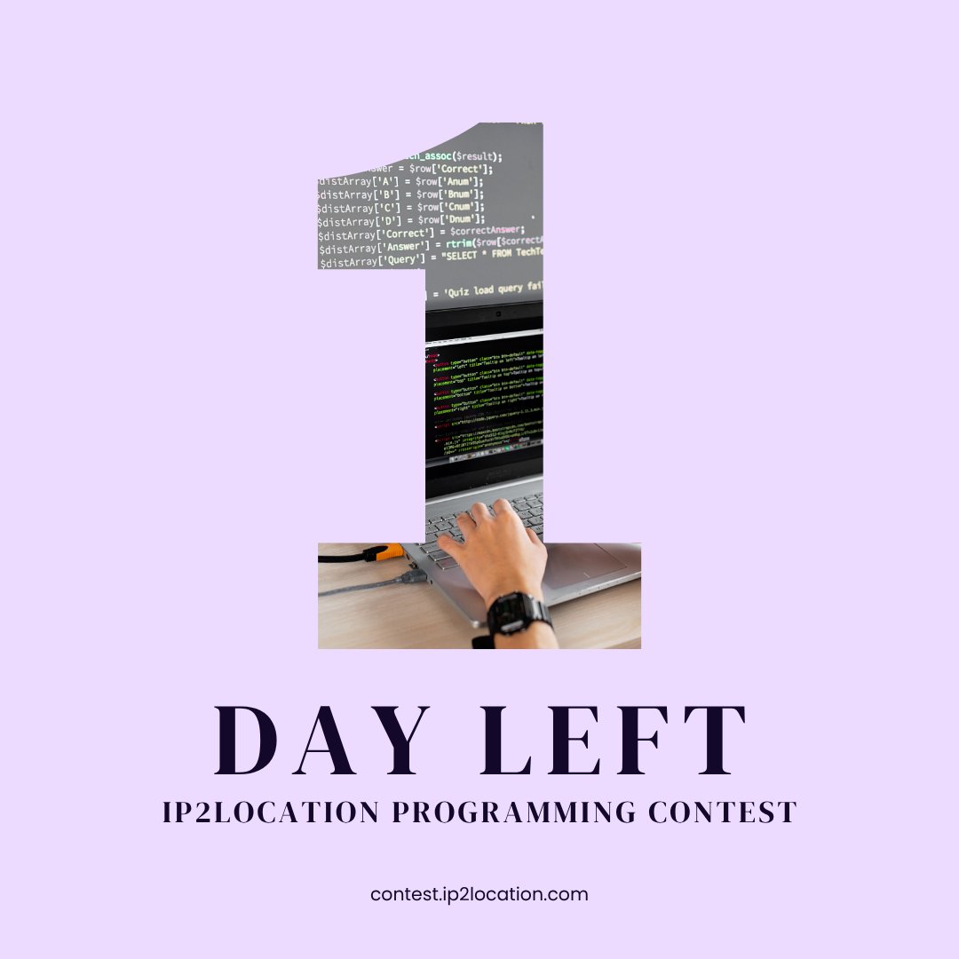 ip2location's tweet photo. ⏰ Last Day to Join!

The IP2Location Programming Contest ends today, September 30!

Don’t miss the deadline — submit your entry by September 30!
https://t.co/JHy0x5G0kY

#IP2Location #ProgrammingContest #Coding #Developers #OpenSource #Programming https://t.co/jSebVGhxpq