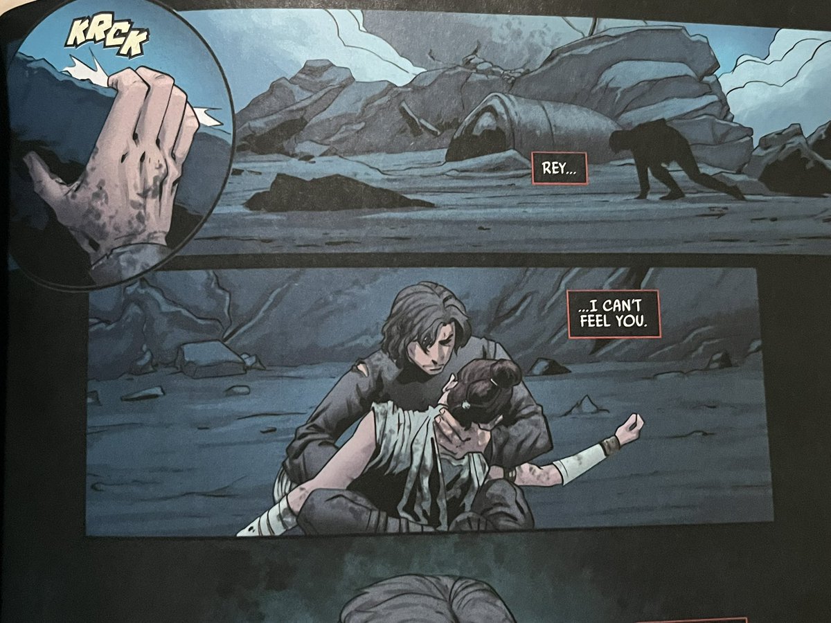himenosulista's tweet photo. Lembrando que o ben solo escalou um precipício inteiro com duas costelas quebradas e com a perna quebrada se rastejou e tudo porque não conseguia sentir a Rey pela a força, a dor de perder ela era pior que a dor de duas costelas quebradas. https://t.co/KKFJyoYDhL