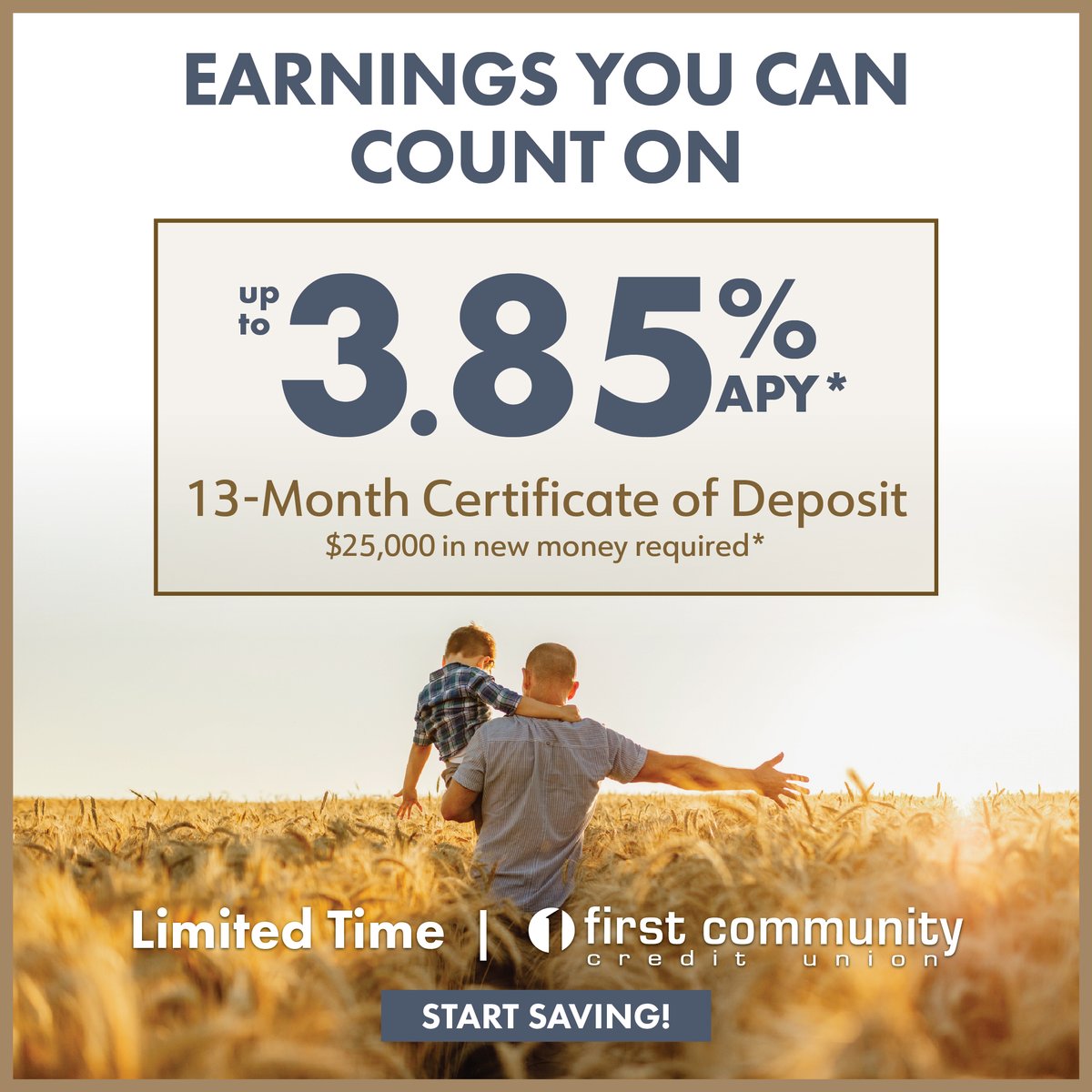 firstccu's tweet photo. 🍂 Fall into a heap of savings this season! For a limited time, earn up to 3.85% APY with our 13-month Certificate of Deposit. Don’t miss this chance to grow your money faster and reach your goals sooner. Secure your savings with a rate you can count on! ➡️https://t.co/jY5mtb3Xhi https://t.co/adnOIK5lgh