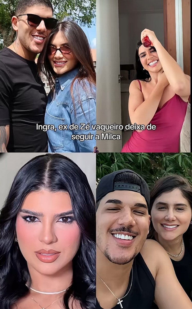 tatyrck's tweet photo. Eu tô só acompanhando as tretas na rede vizinha. 
A Ingra ex mulher do cantor Zé vaqueiro deixou de seguir a Milca ex namorada do Felipe Amorim no insta. 
Semana passada Milca fez uma live e foi questionada pelo público se ficaria com o Zé vaqueiro que é o solteiro do momento. A Moça respondeu que não ficaria pois conhecia a ex esposa dele, que parece que não gostou nadinha do shipper. Milca não ficou pra trás e retribuiu o unfollow da Ingra. A questão é a Ingra desde que se separou tem passada recibo de que ainda não superou o cantor e tem esperança de reatar o casamento. Eu acho que a Milca fez nada demais e a Ingra tá exagerando.