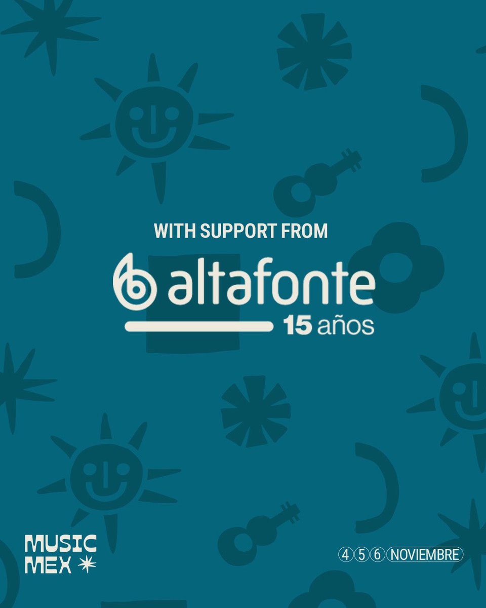 musicmexcdmx's tweet photo. ¡Bienvenido, @altafonte_latam! la plataforma se suma a MUSICMEX 2026 por segunda ocasión

Conoce más detalles de las actividades en nuestro link en bio y adquiere tu Pase de Delegadx para acceder a todos los paneles, tanto gratuitos como privados, así como los showcases nocturnos https://t.co/0N04cYXM7m
