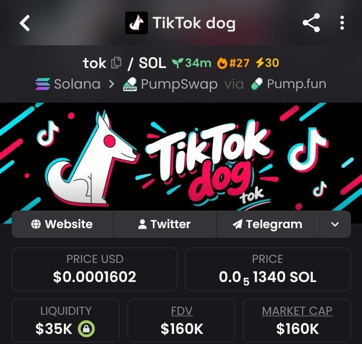 1_ALPHADESK's tweet photo. Secured a massive move with $TOK

Entry:$27k
Peak:$160k
Profit:5.9x Profit 

Don't miss the next one-catch these opportunities first in my private TG!

#Solana #CryptoMarket #memecoin https://t.co/5ATxUVic2L