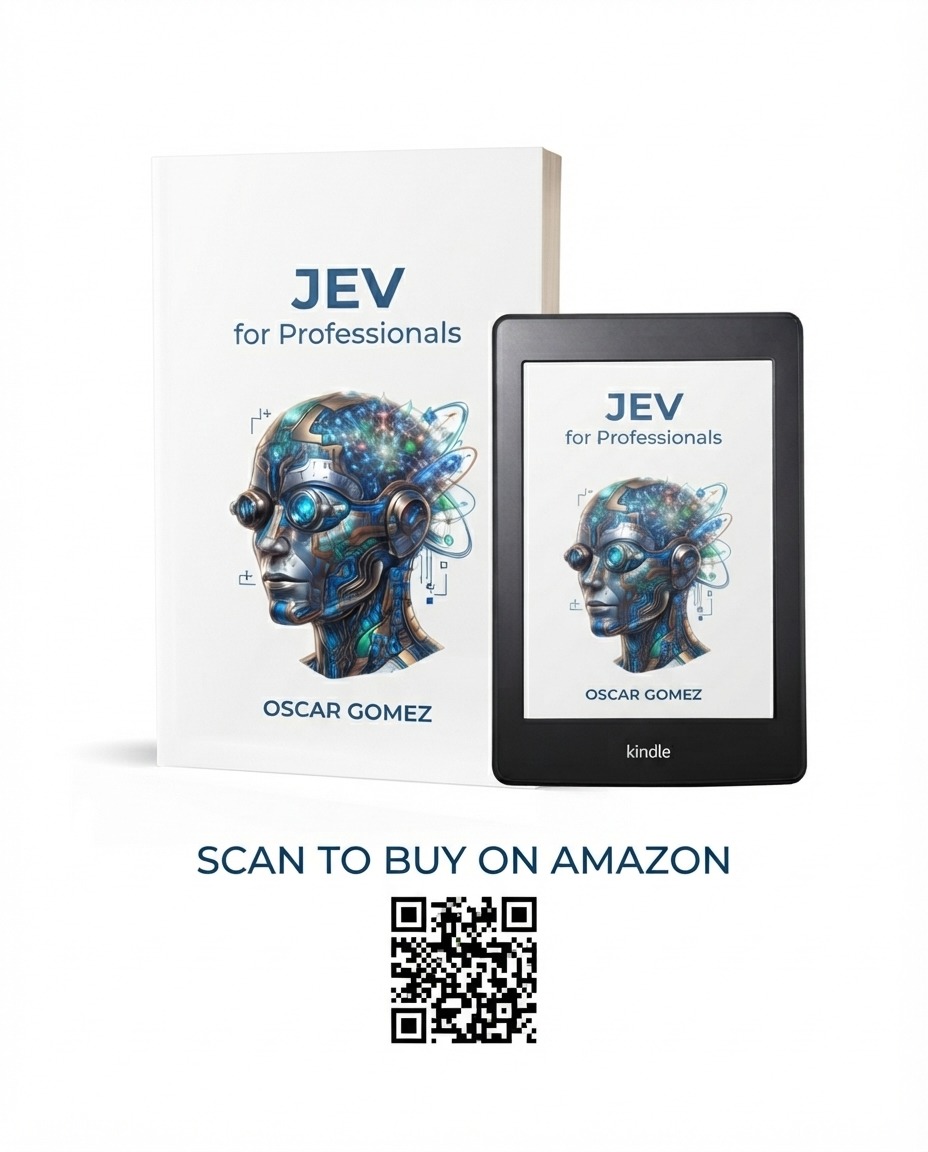 plastikelectrik's tweet photo. 🚀 My new book is live: JEV for Professionals
📲 Scan the QR code in the image to grab it on Amazon or use the link: 👉 https://t.co/ZL2X2ekFFG Available in paperback and Kindle.
#AI #MachineLearning #SoftwareEngineering #ProductionAI #TypeSafeAI #Jev #TechBooks #DeveloperTools https://t.co/Tx4JmOxFEp
