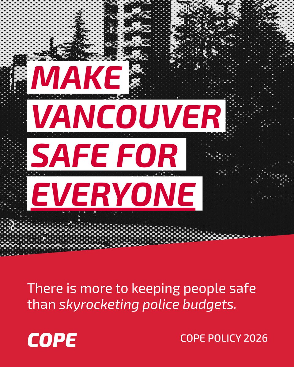 COPEVancouver's tweet photo. There is more to keeping people safe than skyrocketing police budgets. 

Ken Sim and ABC voted down safety measures for pedestrians, for vulnerable people, and for climate safety.

COPE will fight for a Vancouver that is safe for everyone. https://t.co/vo7aEvd2yR