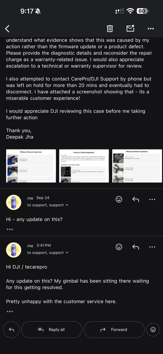 jha_dpk92's tweet photo. … and when I reach out, nobody responds! Tacarepro seems to be the authority doing DJI customer service in US, but when i contacted them- kept me hung up for 20+ mins. Pathetic customer experience https://t.co/1kYV4hhHtl