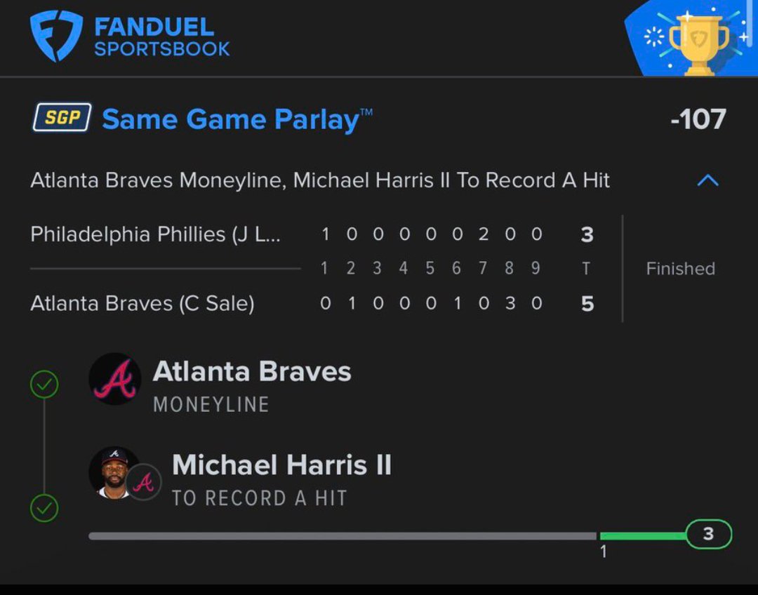 JameslockZ__'s tweet photo. 🔥 SGP CASHED! 🔥

BRAVES ML ✅
MICHAEL HARRIS II HIT ✅

-107 ODDS — EASY CASH! 💰⚾️
ANOTHER ONE IN THE BOOKS! 😤🔥

Join the CORD for more free plays 🔥 LFG👇

https://t.co/IZGBUITQAN https://t.co/LhUNYThIZJ