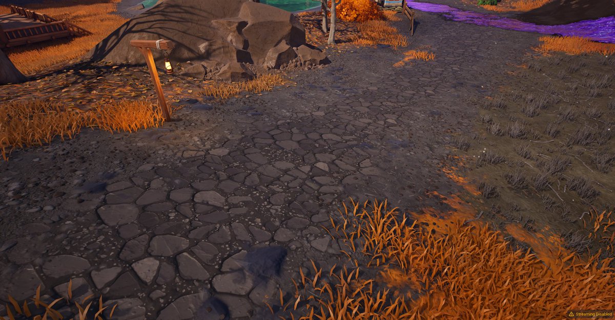 MrTheBozo_UEFN's tweet photo. Progress on the Halloween Landscape Material:

Dead grass &amp; Purple gold paint layers!
(Yes, the purple gold is paintable, it’s not a mask like the Ch6 Gold layer)

Added Pumpkin Foliage to the grass layer

-Remade the rock material
-Changed the road material
-Ported dead trees https://t.co/FbNhx5JtNQ