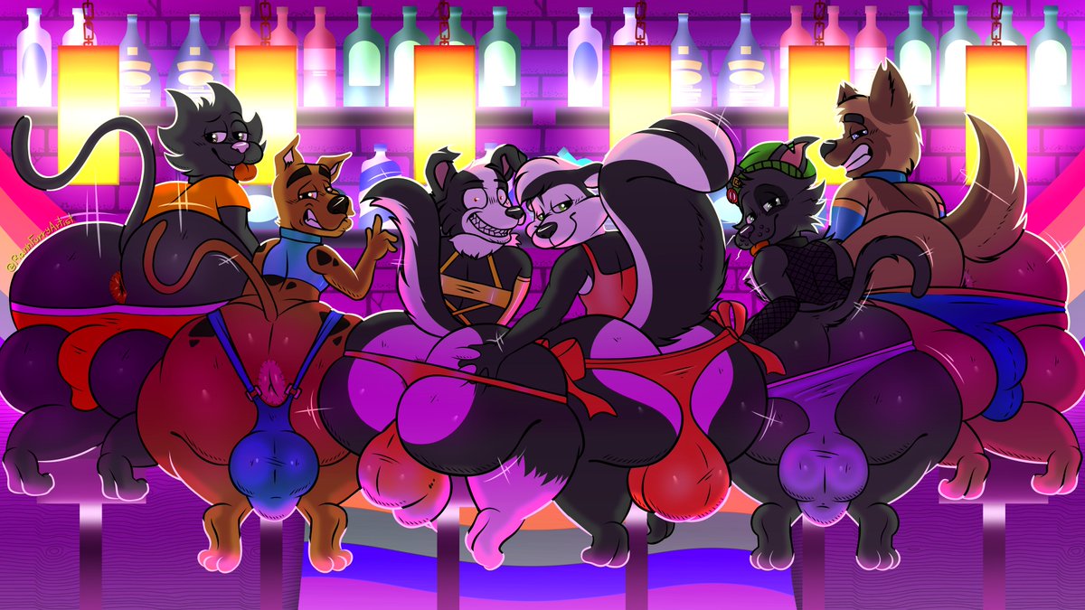 RannFurryArtist's tweet photo. [THE NIGHT GAY FURRY CLUB 🏳️‍🌈] 
Commissioned by @Nightmare_HP__
Every Tuesday night the nightclub fills up with sexy guys hoping to find their date for the night. Is there anyone you'd like to have a drink with🍸?
#commission #nsfw #furryart #furryfandom #digitalart #rule34 https://t.co/XNs2q1GgUN