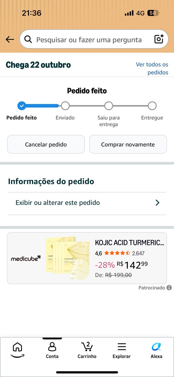 afmallu's tweet photo. alguém poderia me dizer o que rolou com a oorda da amazon? eu comprei minhas coisas tem QUASE 1 MÊS e não foi enfiado https://t.co/C3AvGRH6Gv