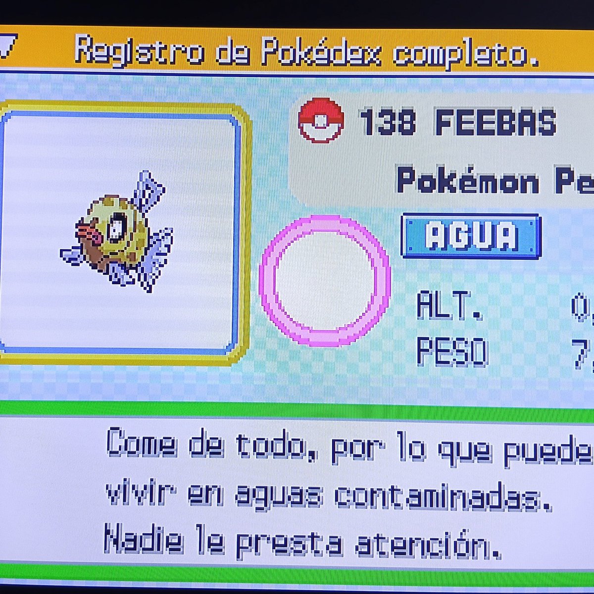 PKMMoments's tweet photo. Uno de los mejores momentos en una partida de Pokémon Perla 🤩
#Feebas
#pokemonperla
#pokemon https://t.co/bdy4Dj9ERh