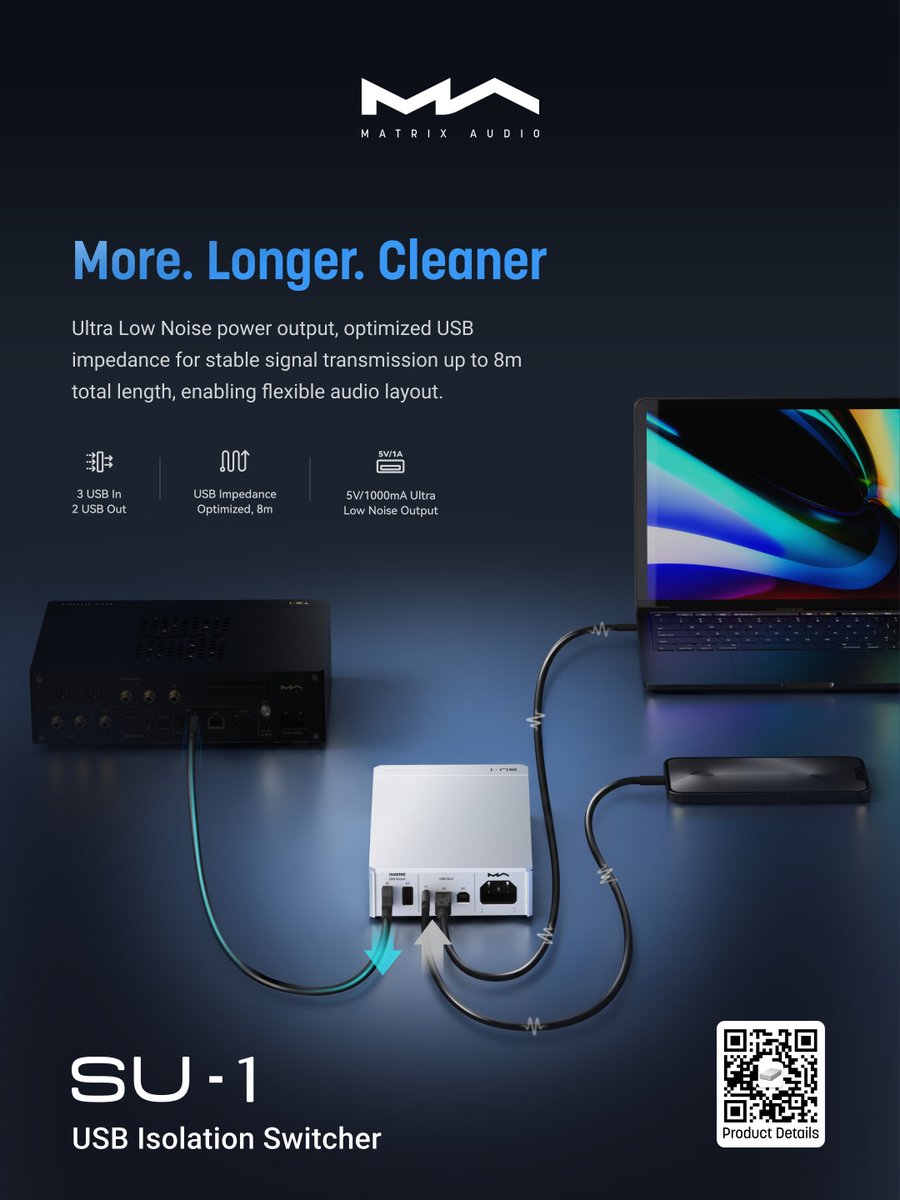 matrix_digi's tweet photo. Matrix Audio SU-1 USB Isolation Switcher
🎵 Isolation without compromise, 
✨ Switching between sources without unplugging, 
⚡ Linear power supply for purer sound.

Learn more: 
https://t.co/noV0r0YOKb
https://t.co/wRKhN6Bv9Q

#MatrixAudio #HiFi #NewProduct #IsolationSwitcher https://t.co/2o2SZnFMbK