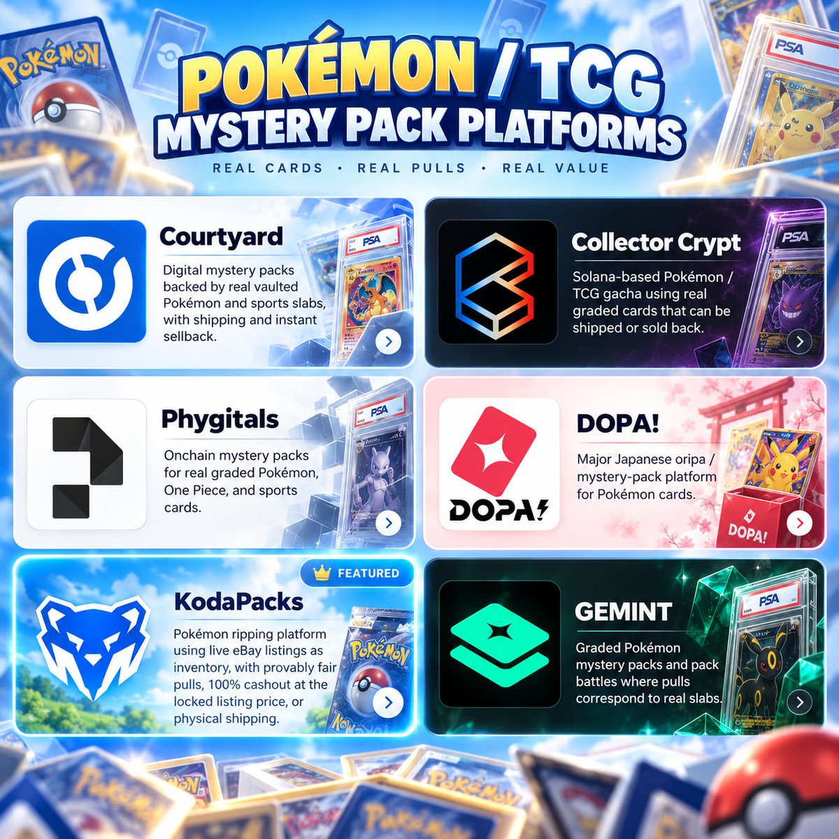 kodapacks's tweet photo. what used to live in binders is becoming a global market.

KodaPacks brings ripping into that next era with access to one of the largest live Pokémon inventories on the internet through eBay.

more selection. better price discovery. instant cashouts. physical shipping. inventory that moves with the market.

collectible capital markets on solana.