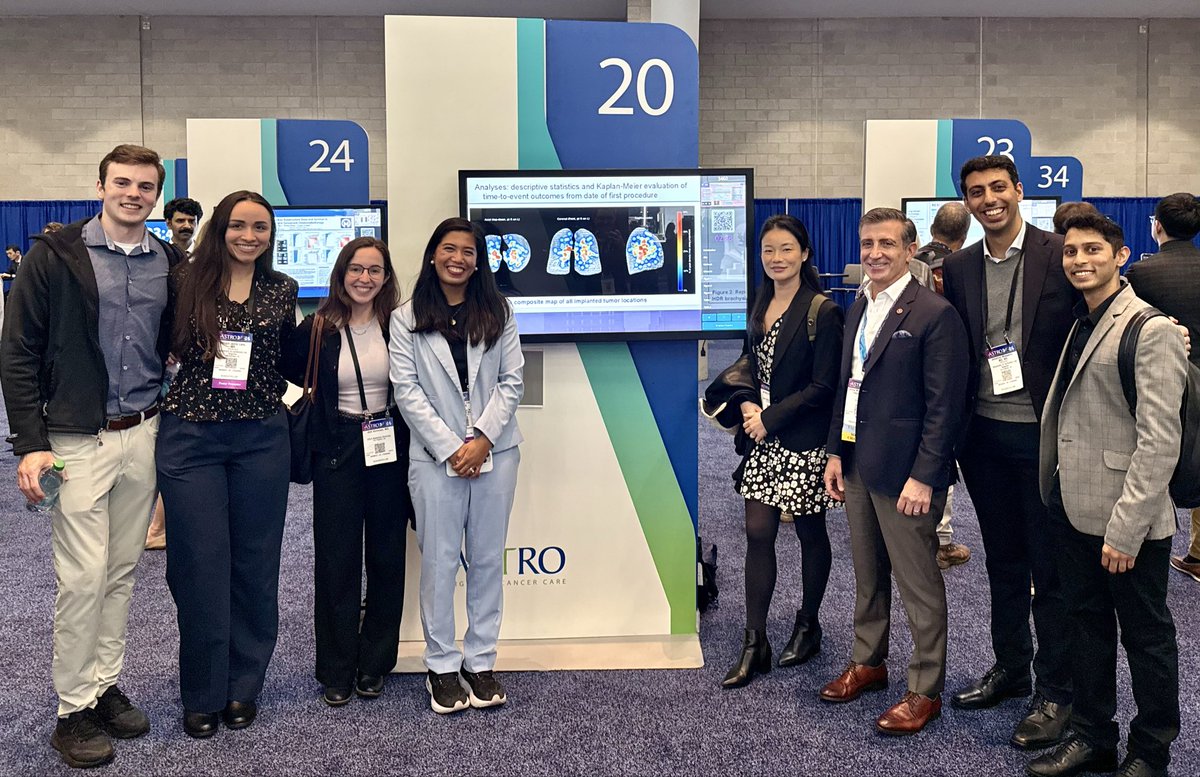 DrewMoghanaki's tweet photo. 🚨 Team UCLA supporting @MichelleEalaMD presenting the world’s largest series of Percutaneous HDR Brachyablation for very high-risk primary and metastatic lung tumors. Even Chuck Simone was surprised by the 98.3% LC rate with median f/u of nearly 3 years. New std of care? PTX rate (7%) was lower than thermal ablation, with G3 AE 0.7%. #ASTRO26