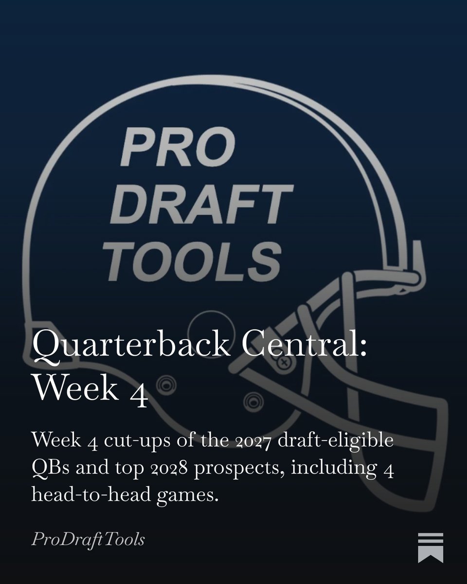 ProDraftTools's tweet photo. Quarterback Central: Week 4

https://t.co/rcSMkrSY5E https://t.co/6EXOazoiP3