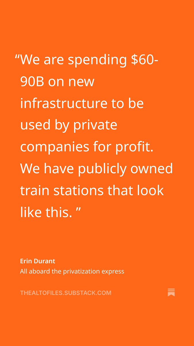 erindurant42's tweet photo. People are very upset about the privatization of airport operations but are not about the privatization of rail operations. It’s bizarre. 
https://t.co/NUvtkzjkAY https://t.co/EXv5rvQ3gx
