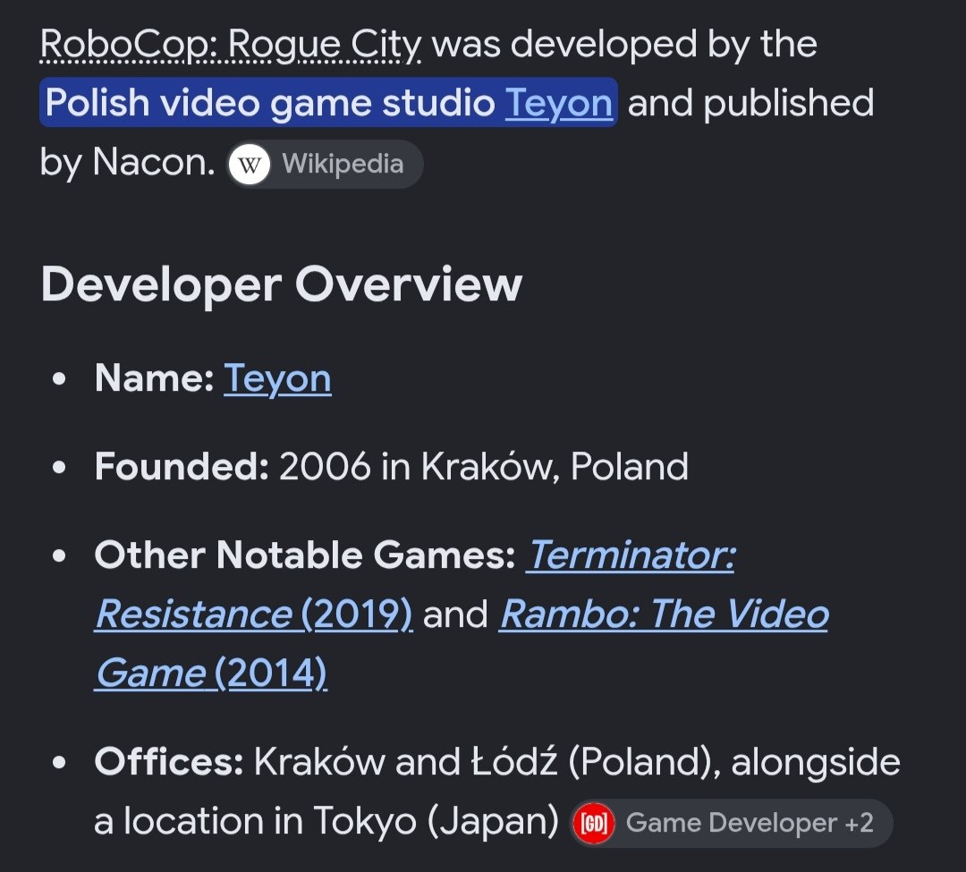 tokyosdaughter's tweet photo. Don't be naive 

When Nacon, Teyon and MGM announced the project, they said the goal was an experience “faithful to the franchise's DNA,” while still creating a new story. 

Teyon has offices across Poland and Japan

When an IP is handled by an Eastern Studio, you will know they will embrace tradition to respect the IP's aesthetics 

If the Robocop IP was handled by Blizzard or Insomniac, Anne will be race-swapped and troonified!