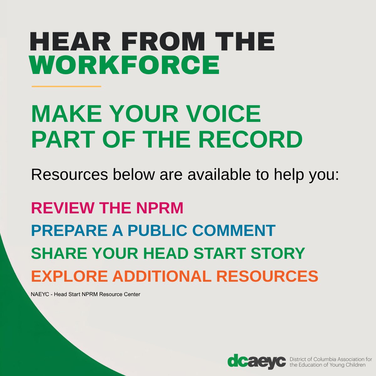 DCAEYC's tweet photo. DCAEYC is sharing resources from NAEYC and Start Early to help our community understand the proposed changes to the Head Start Program Performance Standards and learn more about the federal public comment process. October 6, 2026. Visit the link: https://t.co/YgbVByUYBI  #DCAEYC https://t.co/XzT4uArJHz