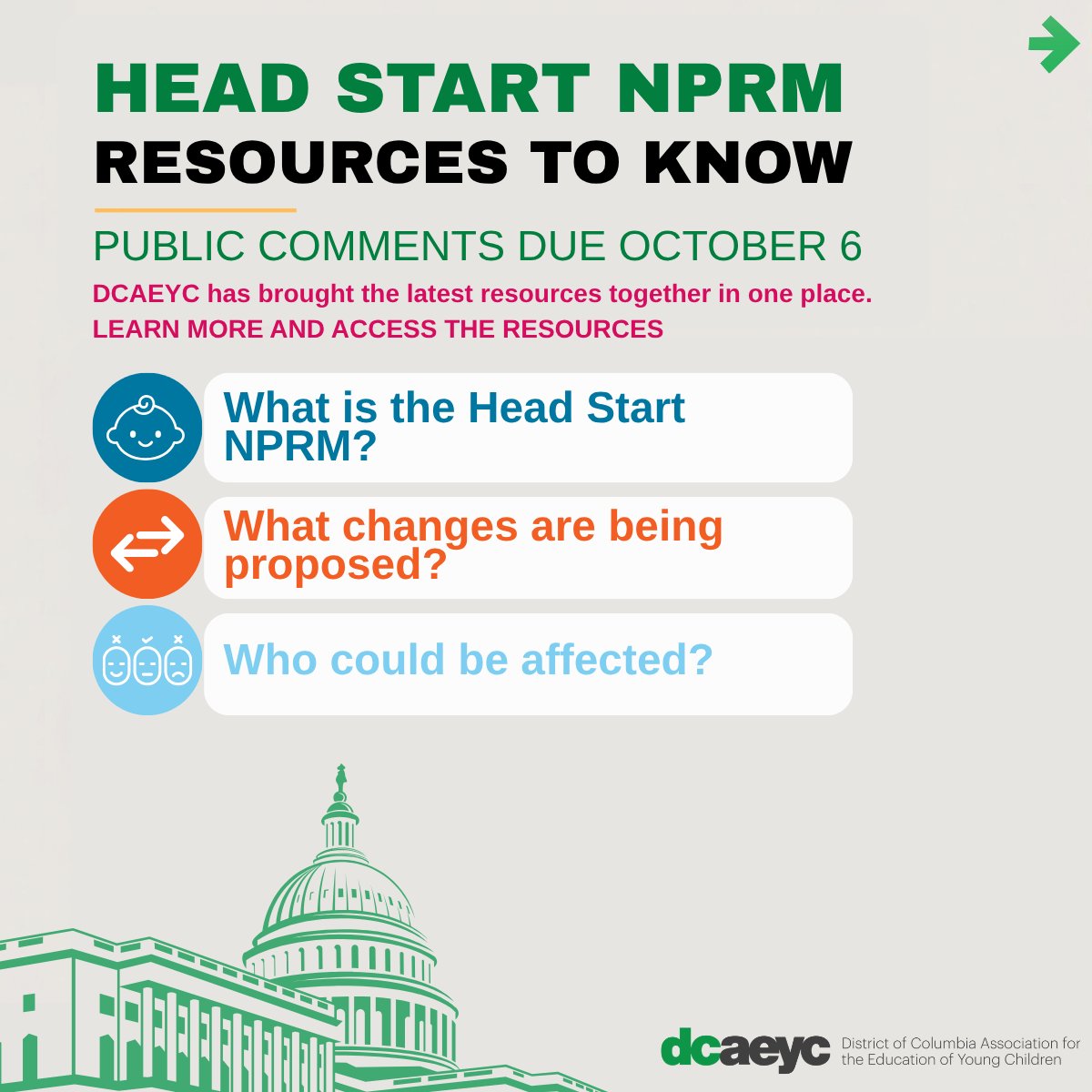 DCAEYC's tweet photo. DCAEYC is sharing resources from NAEYC and Start Early to help our community understand the proposed changes to the Head Start Program Performance Standards and learn more about the federal public comment process. October 6, 2026. Visit the link: https://t.co/YgbVByUYBI  #DCAEYC https://t.co/XzT4uArJHz