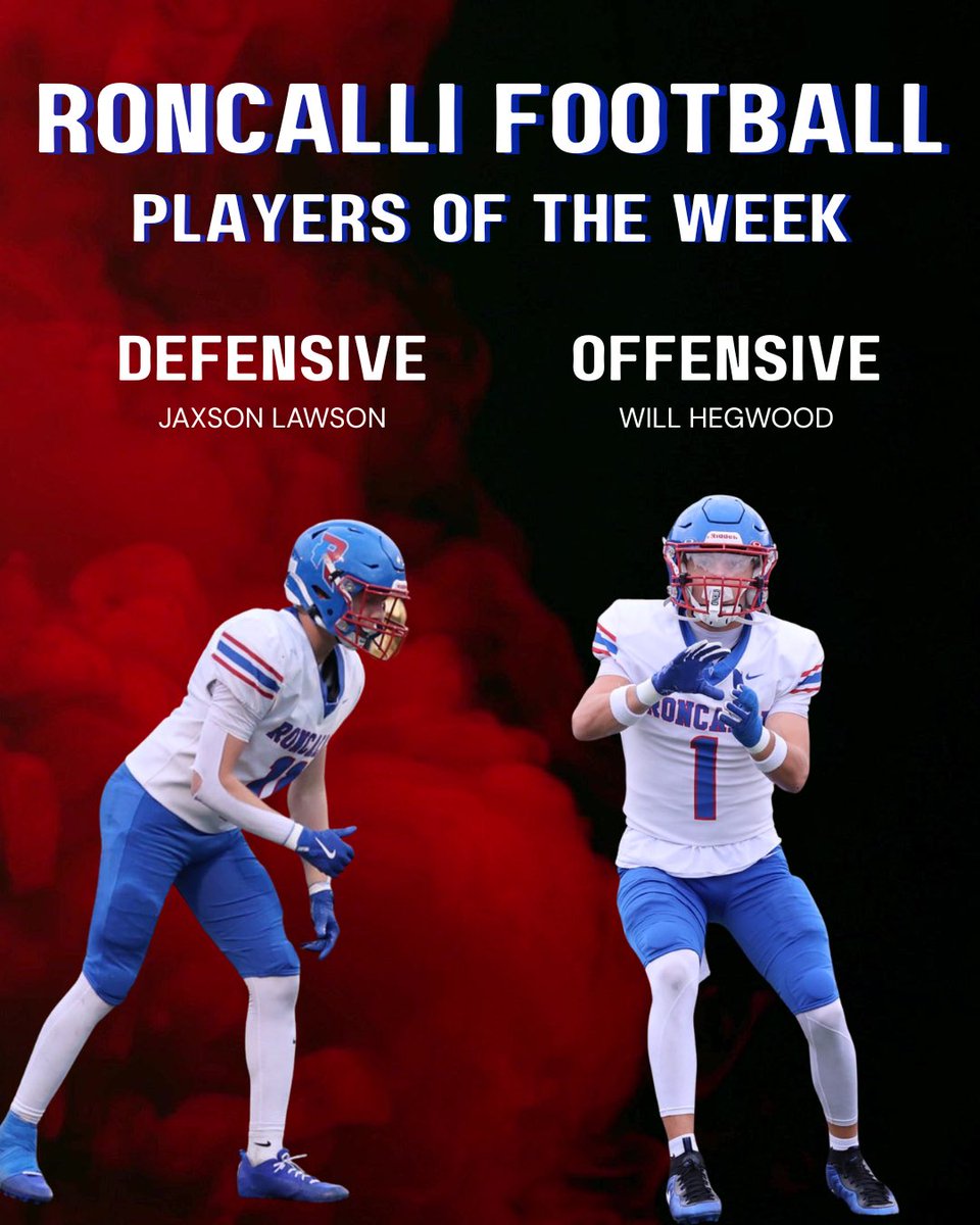 RoncalliFB's tweet photo. Offensive, Defensive, and Scout Team Players of the Week against Brebeuf https://t.co/ARrfY9XAAx