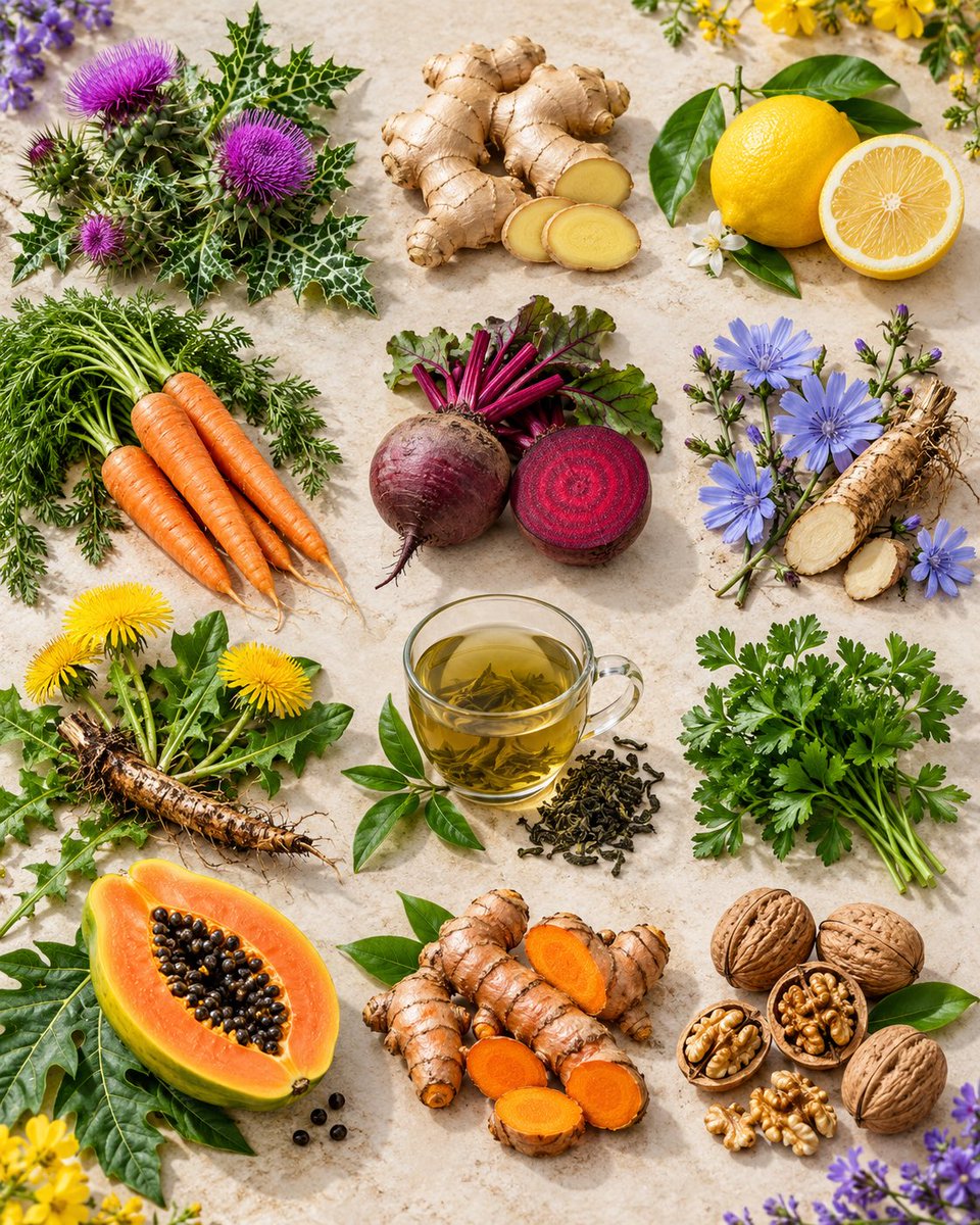 yajnshri's tweet photo. REMEDIES FOR LIVER

“Every drug is liver toxic”
- Dr Charlotte GERSON

Milk Thistle
Ginger
Lemon
Carrot
Beetroot
Chicory
Dandelion
Green Tea
Parsley
Papaya
Turmeric
Walnuts

CLEANSING the LIVER of gallstones dramatically IMPROVES DIGESTION, which is the BASIS OF your whole HEALTH. You can expect your ALLERGIES to DISAPPEAR, too, more with each cleanse you do! Incredibly, it also ELIMINATES shoulder, upper arm & upper back PAIN. You have MORE ENERGY & increased sense of WELL BEING.