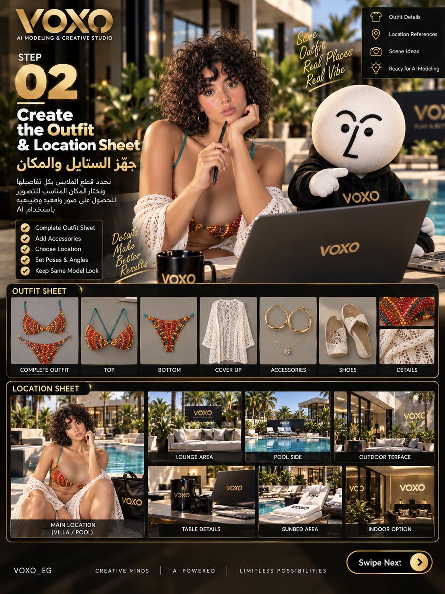 voxo_eg's tweet photo. من أول اختيار الـModel لحد ما الـContent يبقى جاهز للنشر! ✨🔥

 مع VOXO، بنحوّل فكرتك لـAI Campaign كاملة في 4 خطوات: 

1️⃣ Choose the Model 

2️⃣ Create Outfit &amp; Location Sheets 

3️⃣ Edit &amp; Refine the Results 

4️⃣ Publish &amp; Create Impact 🚀 https://t.co/ewBZf8fMkM
