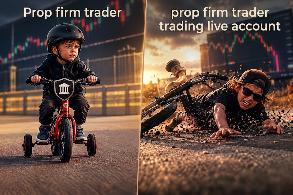 thetraderslight's tweet photo. @OmarAgag6 Do you really know  how to ride a bike without guard rails? Same thing applies to traders.. Are prop firm traders real traders? https://t.co/rvmUf9Av7X